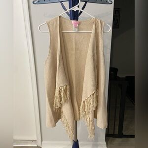 Lilly Pulitzer Gold Fringe Sweater Vest Size M
